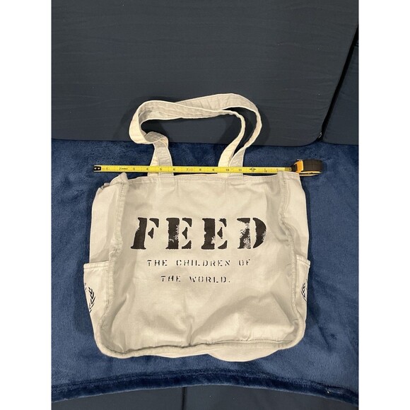 FEED The Children Large Canvas Light Blue Tote Bag - Picture 12 of 16